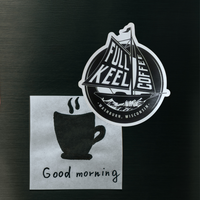 Bring a bit of the roastery to your fridge with our Full Keel Coffee Magnet!. A great way to show your love Full Keel Coffee—crafted to keep you anchored in the good stuff, every day.