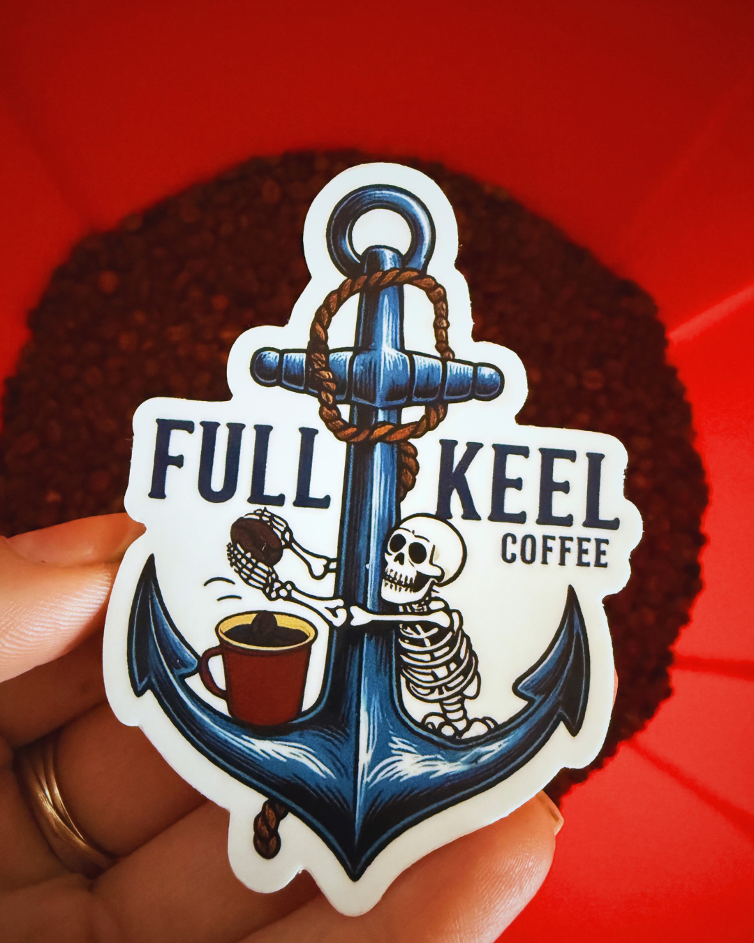 Coffee Loving Skeleton - Full Keel Sticker